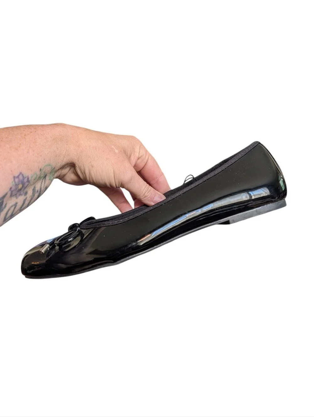 Torrid Black Patent Bow Ballet Flats | Square Toe | Women's 10WW Wide Width